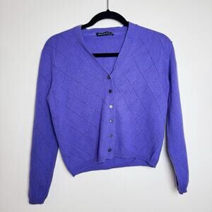 Manrico 100%‎ Cashmere V-Neck Cardigan Diamond Pattern Size 42